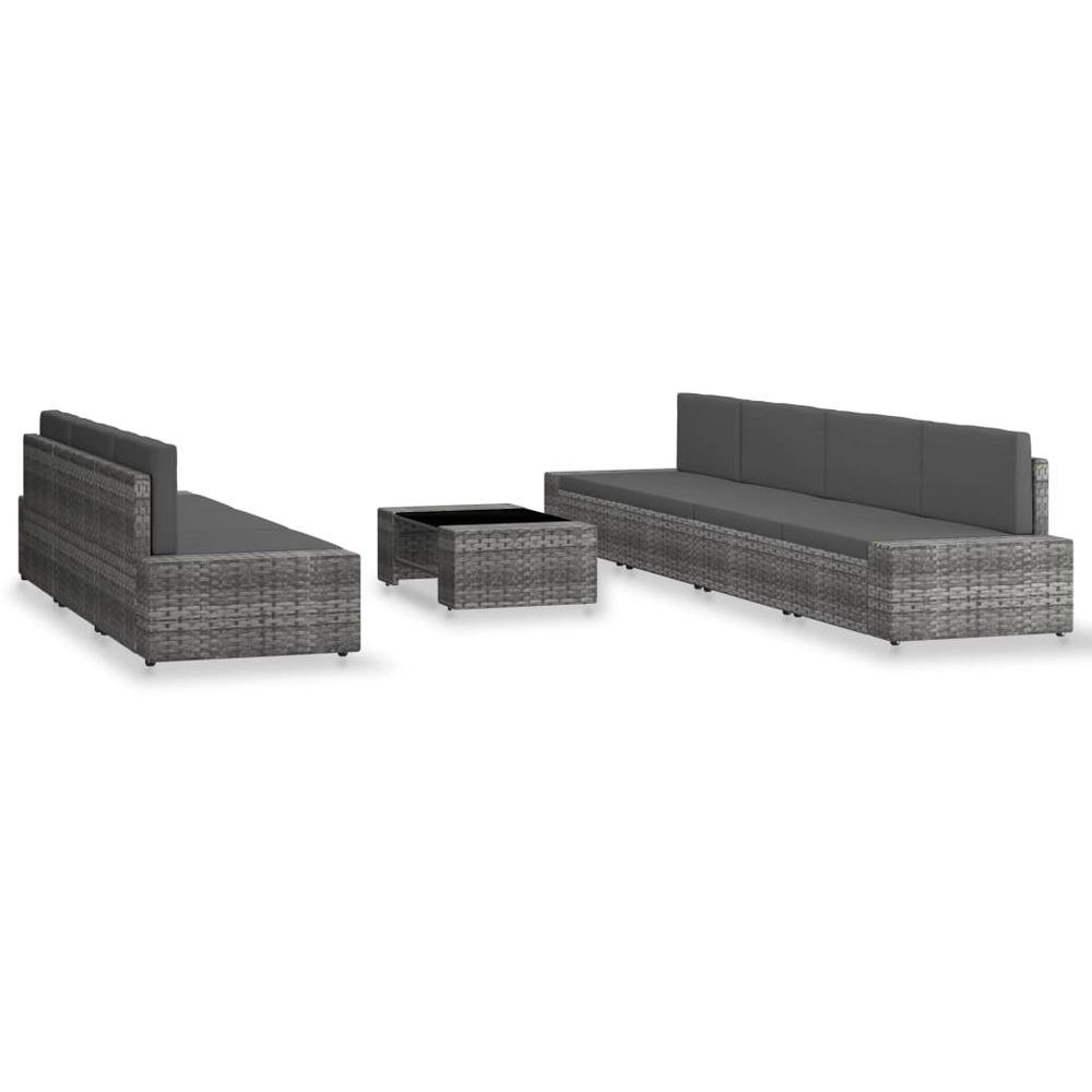 Salon de jardin 8 pcs résine tressée gris