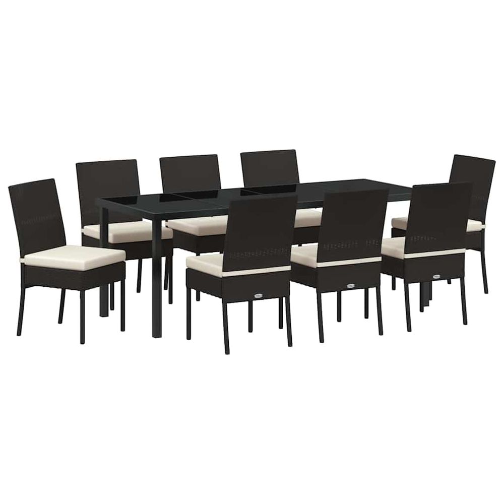 Ensemble de salle à manger pour jardin 9 pc noir