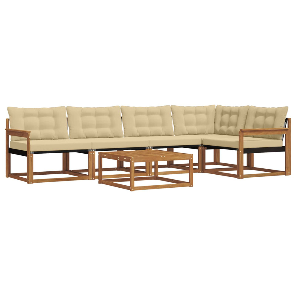 Ensemble de canapés d'extérieur 6 pcs naturel et beige