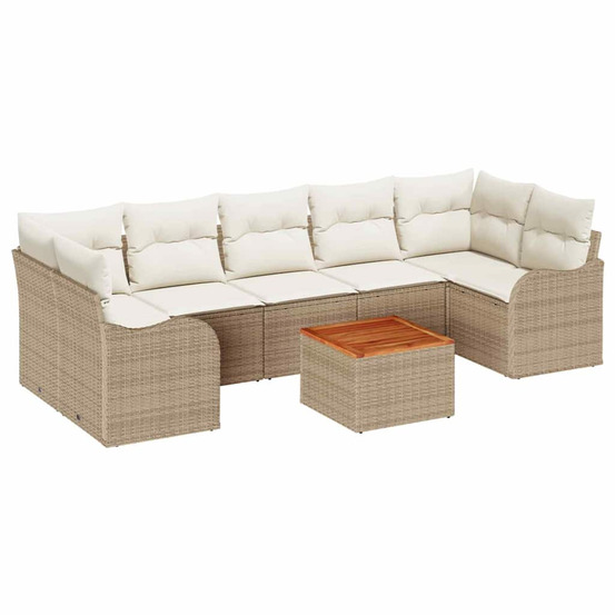Ensemble de canapé de jardin 8 pcs beige et blanc