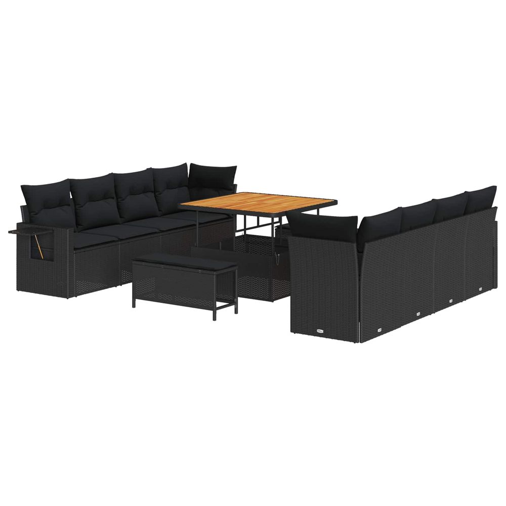 Ensemble de canapé de jardin noir polyrotin