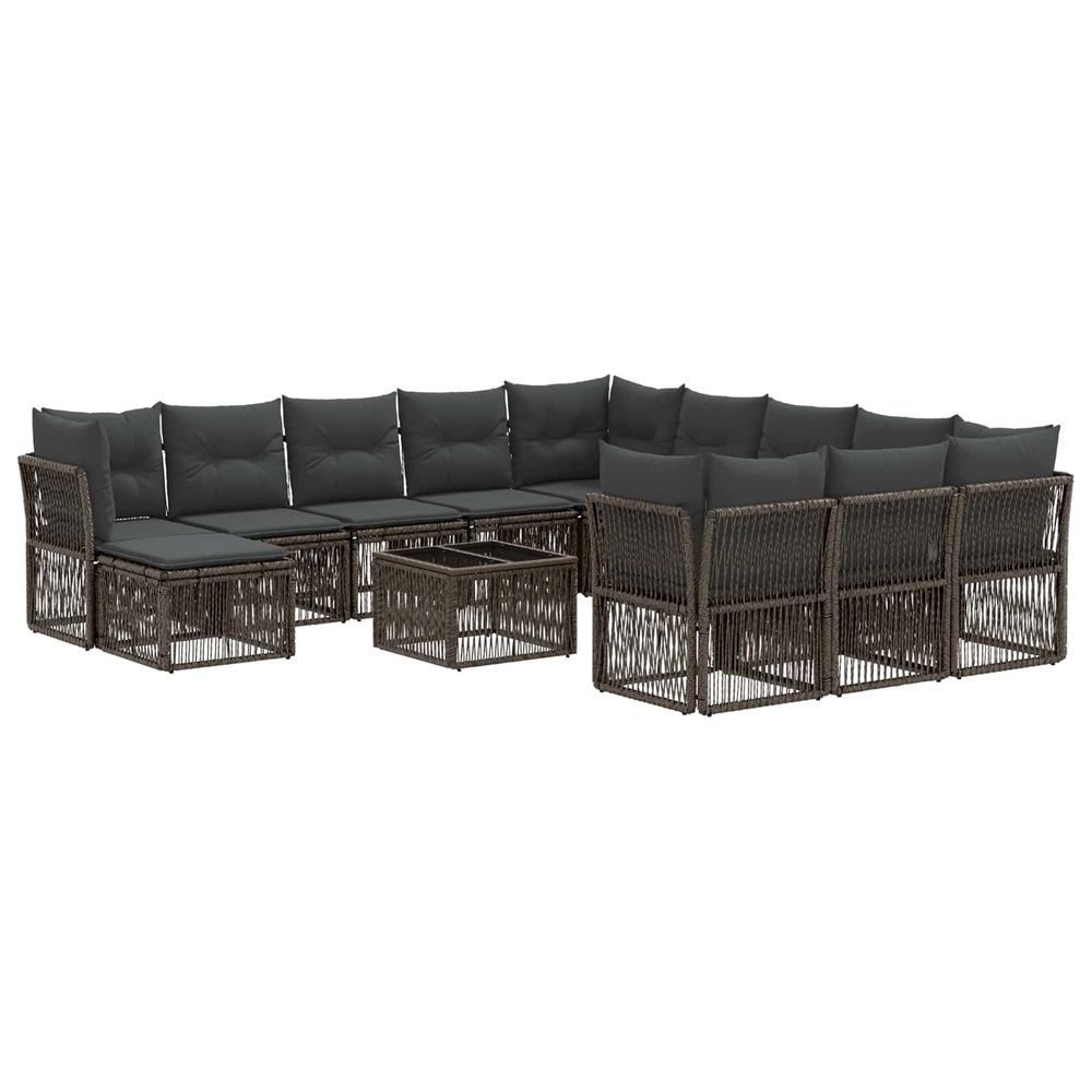 Ensemble de canapé de jardin 13 pc gris polyrotin