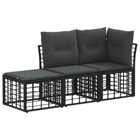Ensemble de canapés d'extérieur 3 pc noir polyester