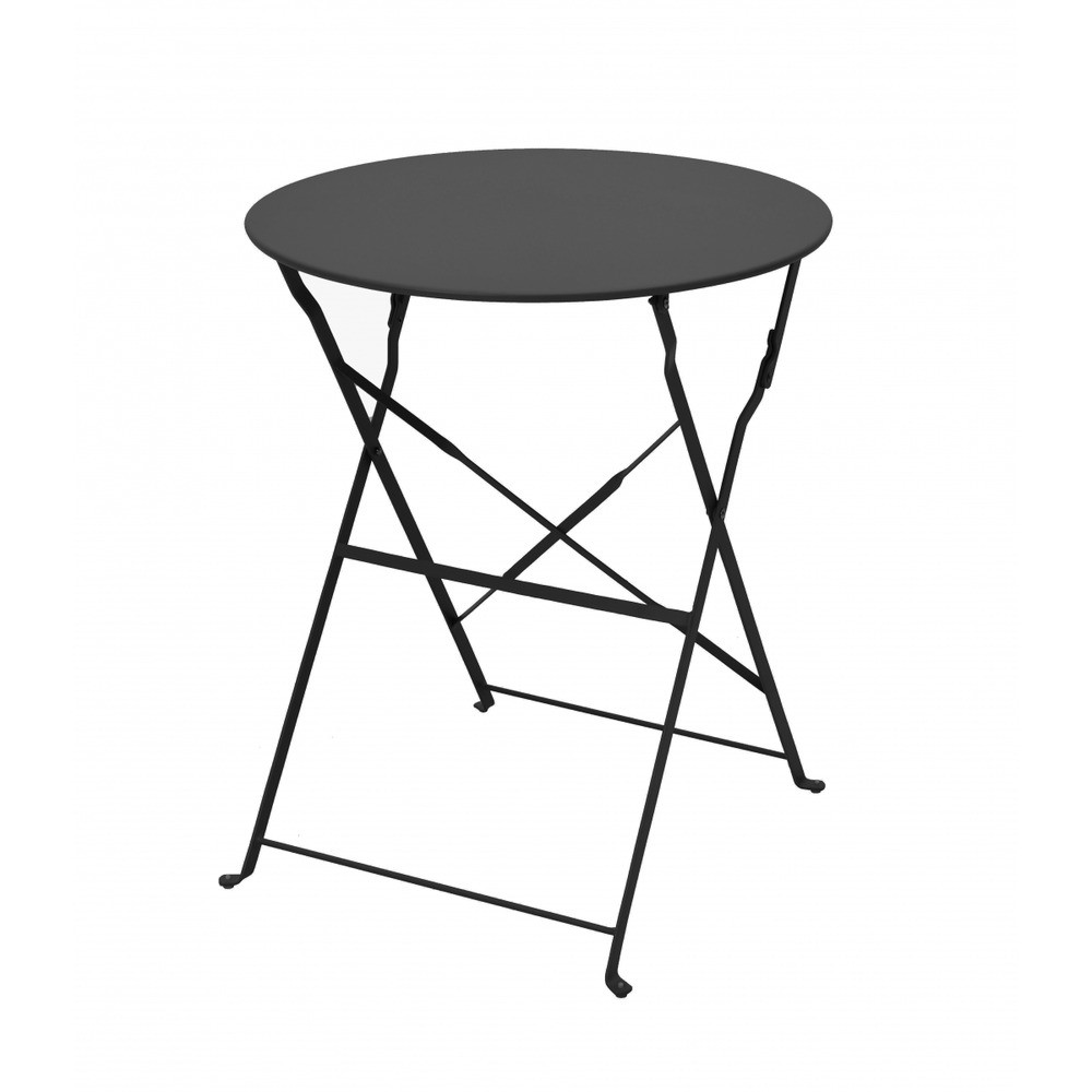 Table de jardin pliante bistrot ronde 2 personnes gris 60x71cm- meuble de jardin