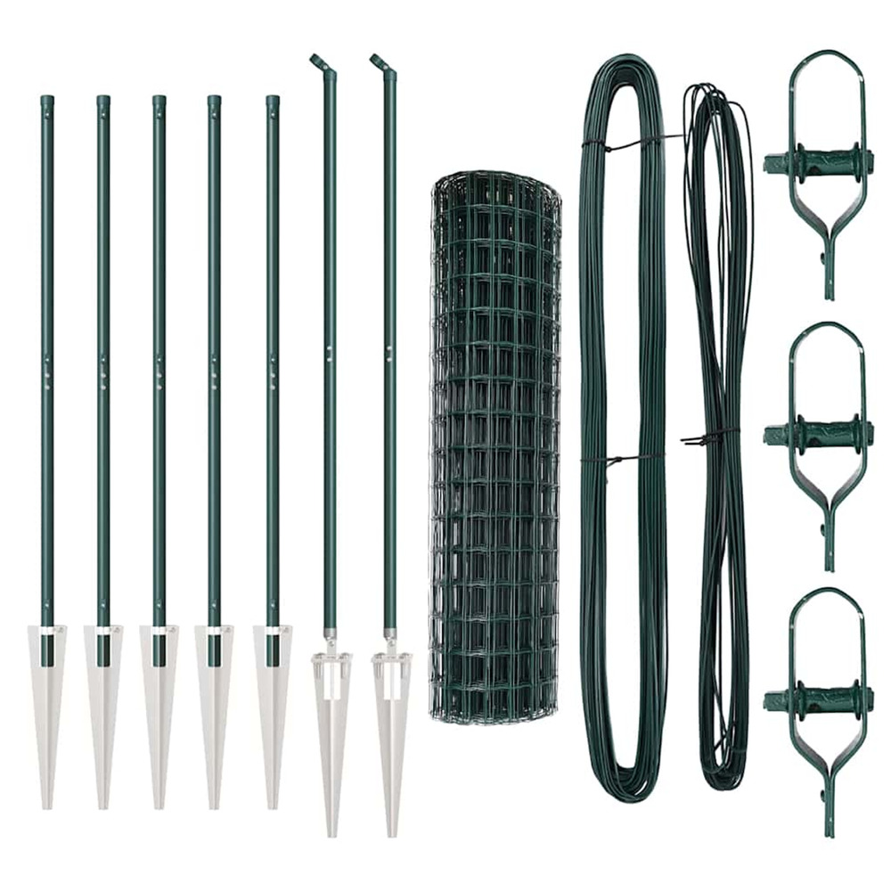 Clôture avec poteau vert 1,4 x 10 m acier et pvc