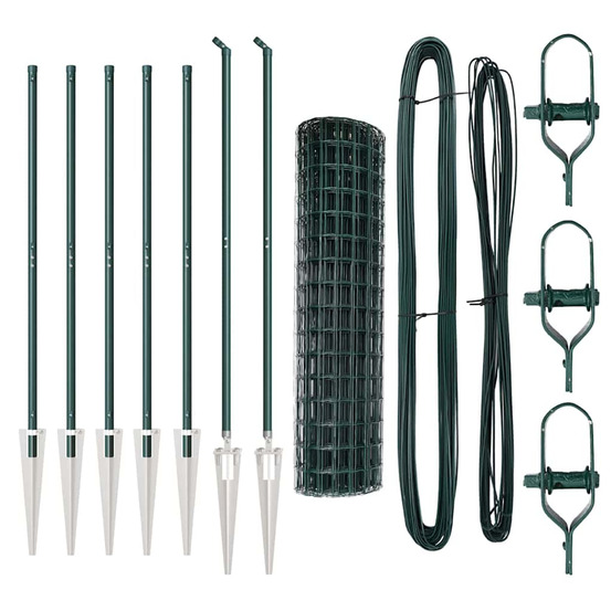 Clôture avec poteaux vert 1.4 x 10 m acier