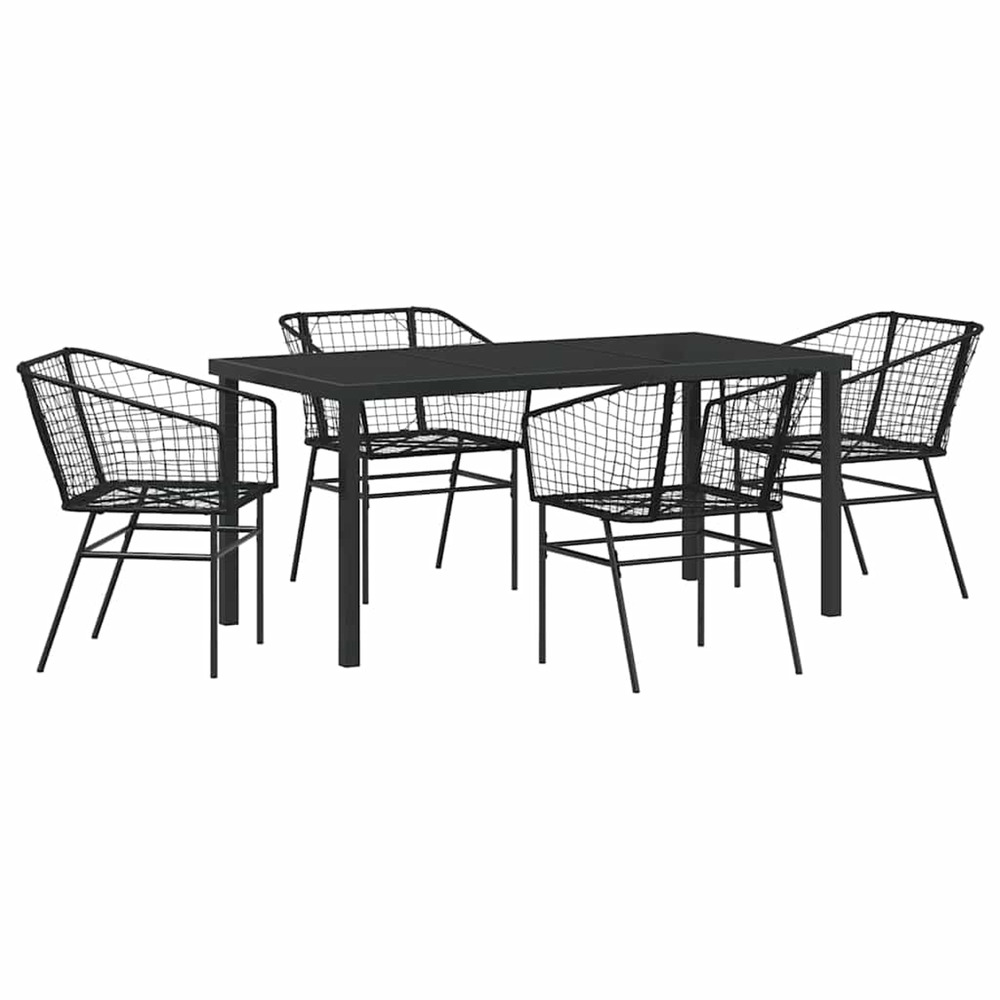 Ensemble de salle à manger pour jardin 5 pcs noir polyrotin