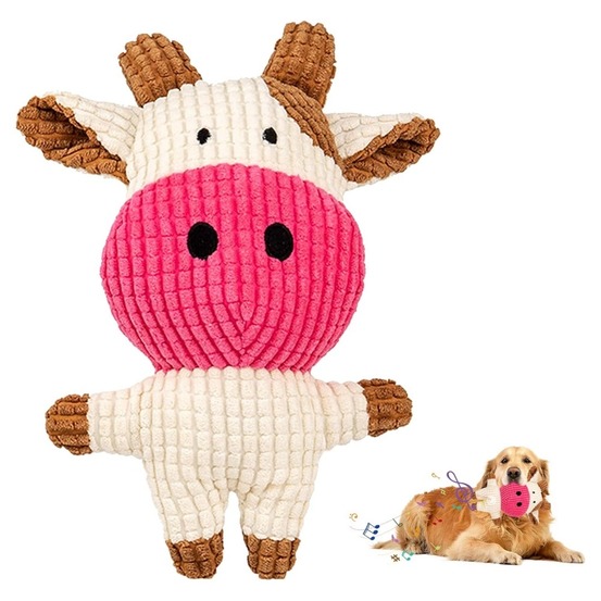 Jouets en peluche pour chiens-forme de vachejouets à mâcher - 22 x 15 cm