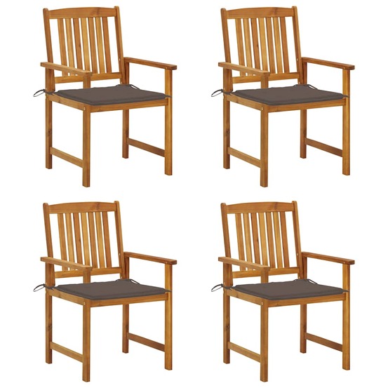 Chaises de jardin avec coussins lot de 4 bois d'acacia massif