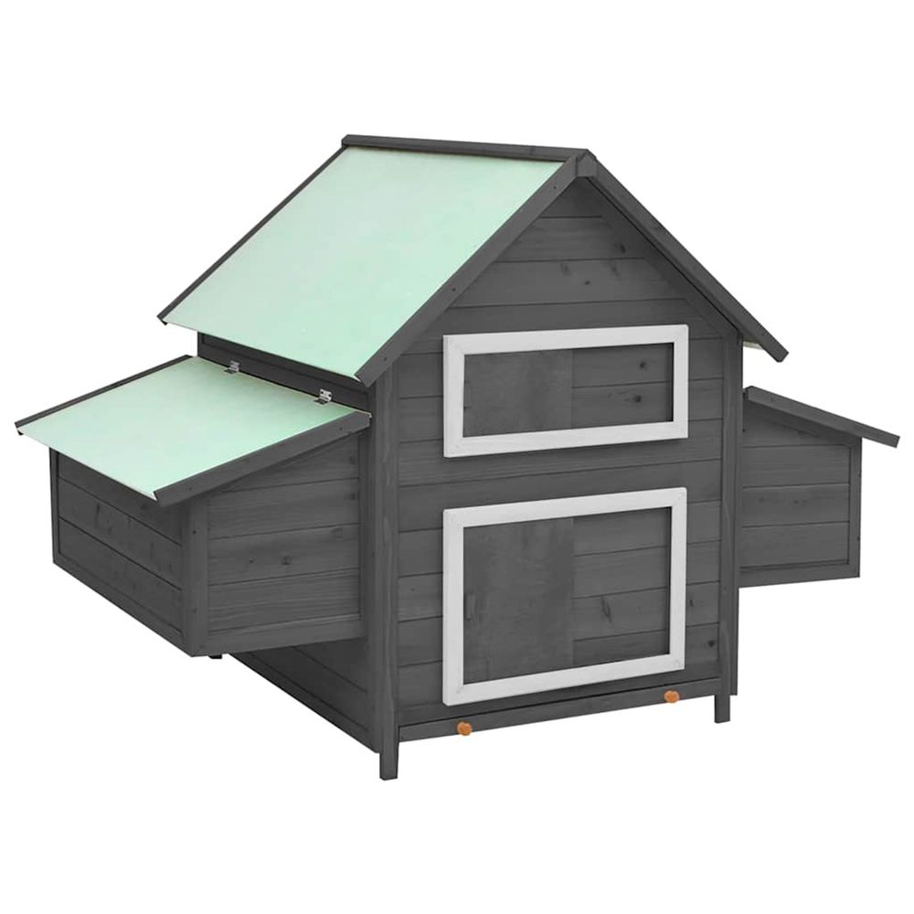 Poulailler gris et blanc 150x96x110 cm bois de sapin massif