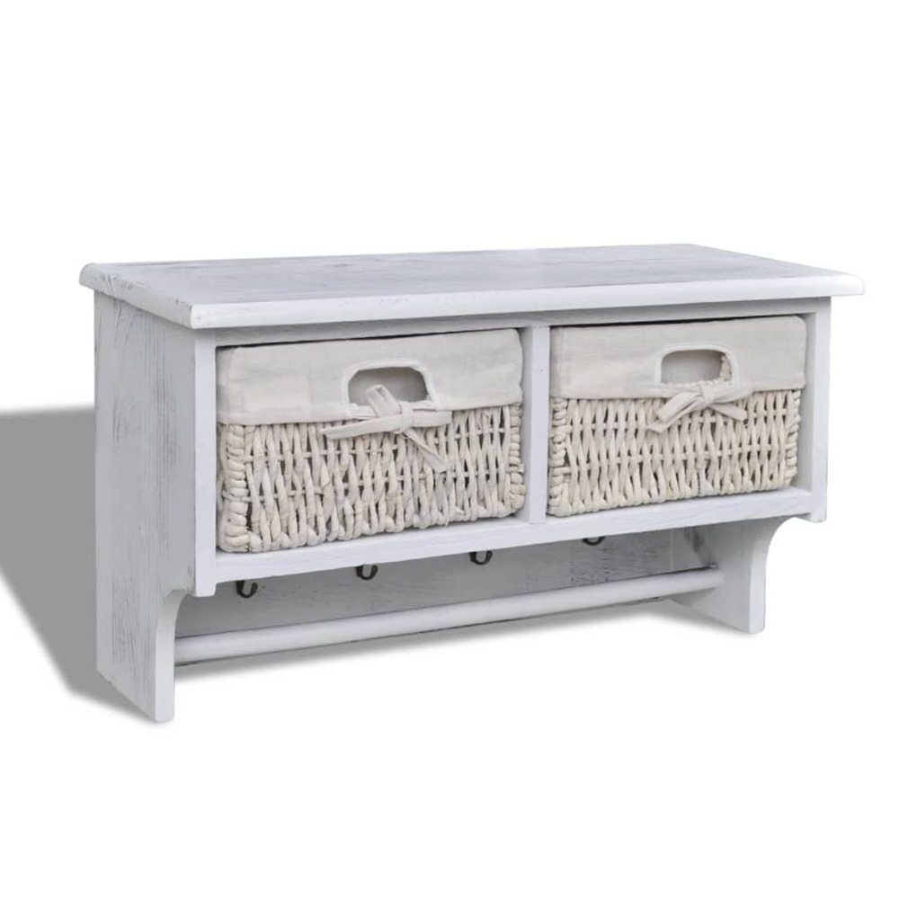 Porte-manteau blanc 60x23,5x33 cm bois de paulownia