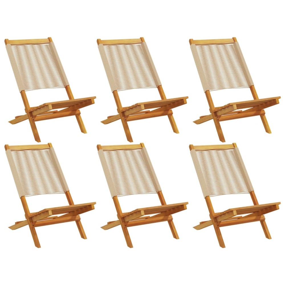 Chaises de jardin pliantes lot de 6 beige bois d'acacia massif