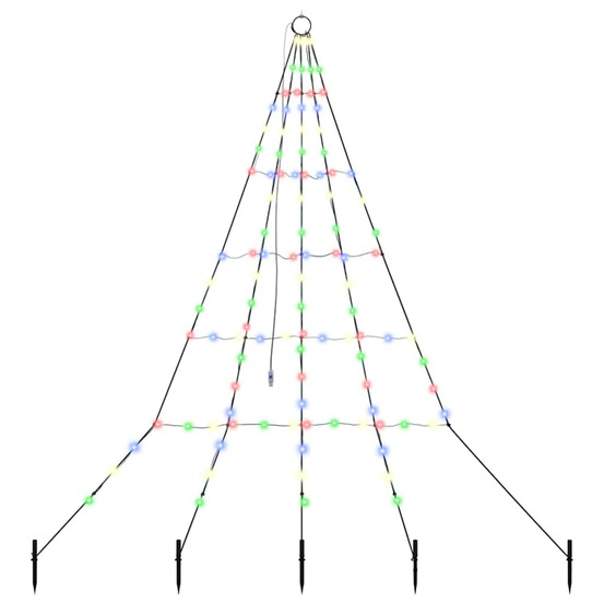 Arbre de noël led avec piquets au sol multicolore 182 cm métal