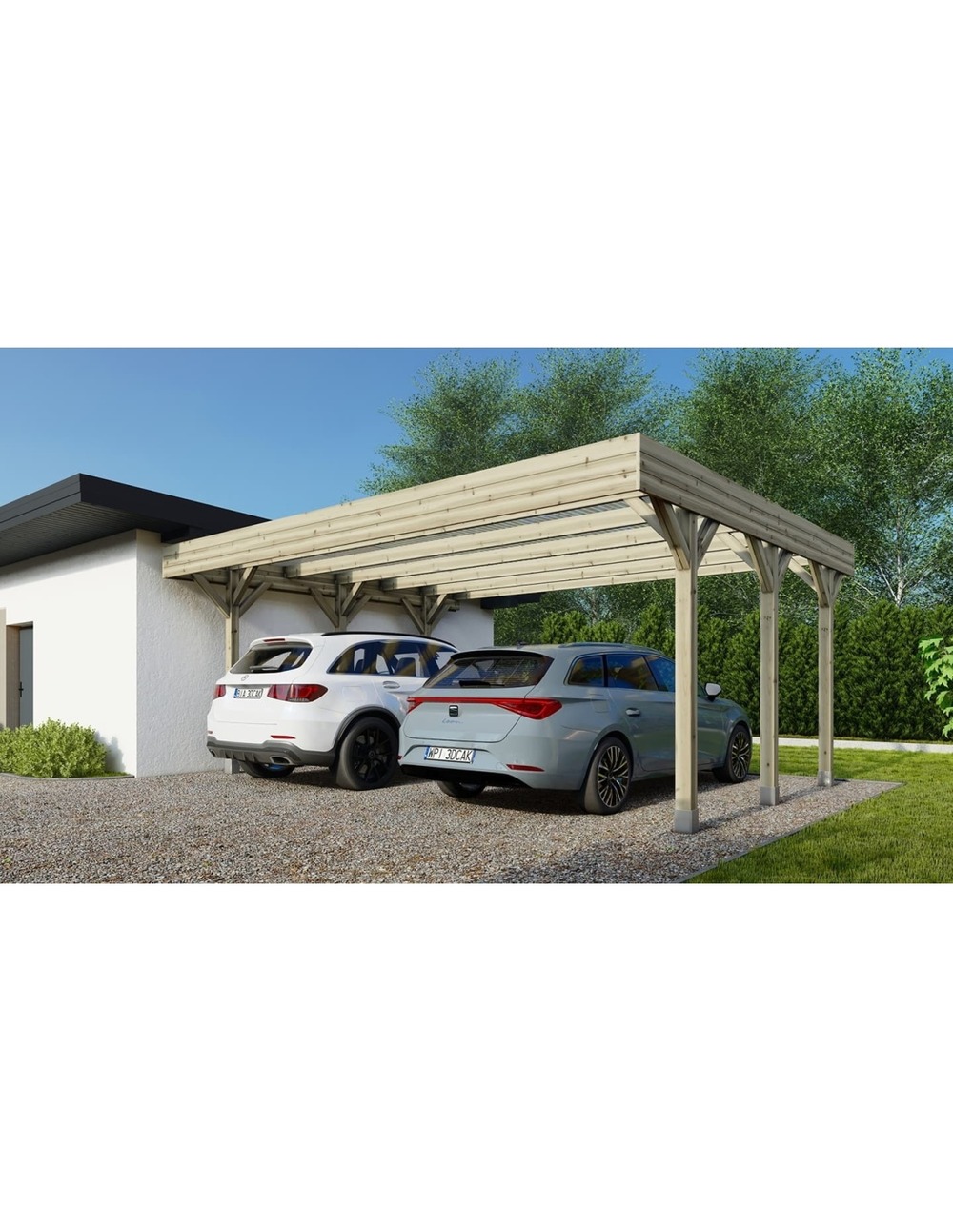 Carport, abri de voiture 6,06x5,03 m - 30 m2 - couverture pvc - car5pvctr - altanka