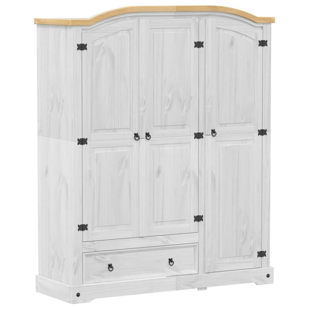 Garde-robe corona blanc 151,5x52x186 cm bois de pin massif