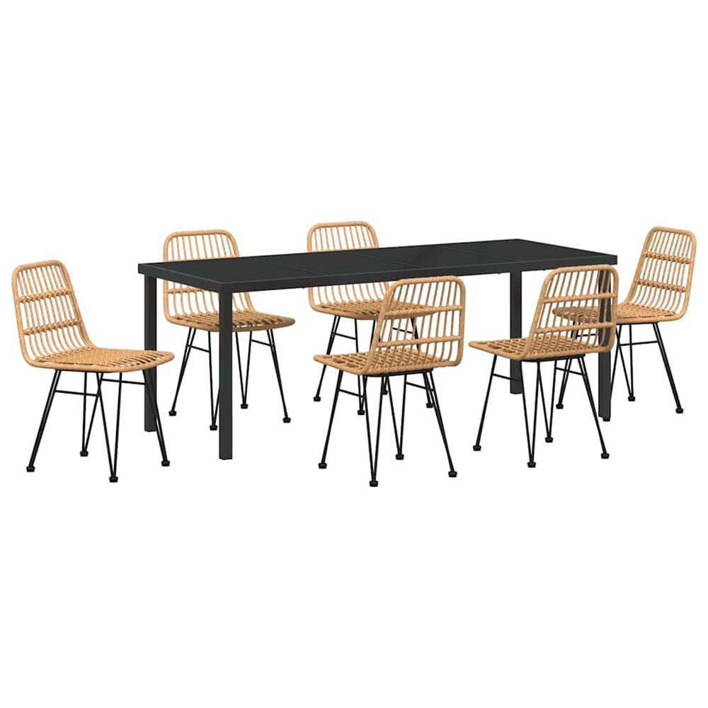 Ensemble de salle à manger pour jardin 7 pc marron