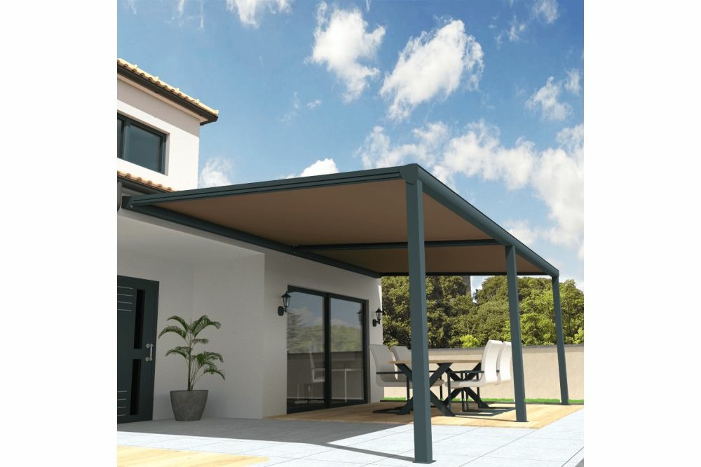 Pergola toile sunlight gris anthracite - taupe 8,00x3,00m