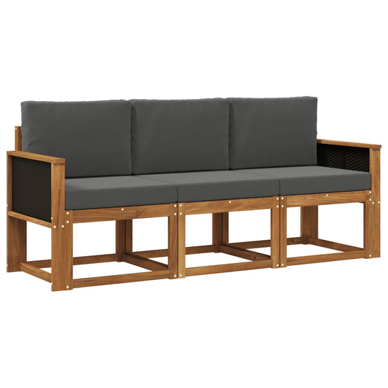 Ensemble de canapés d'extérieur 3 pcs naturel et anthracite