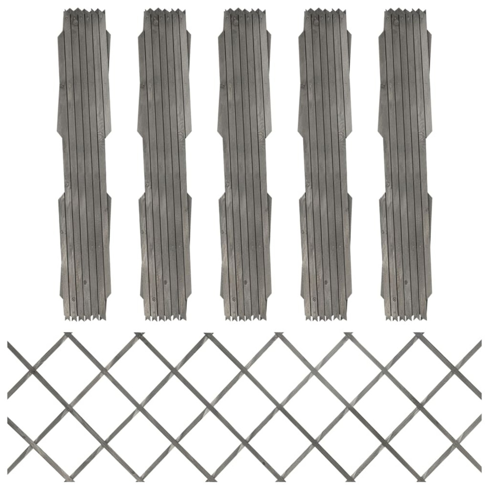 Clôture à treillis 5 pcs gris bois de sapin massif 180x60 cm