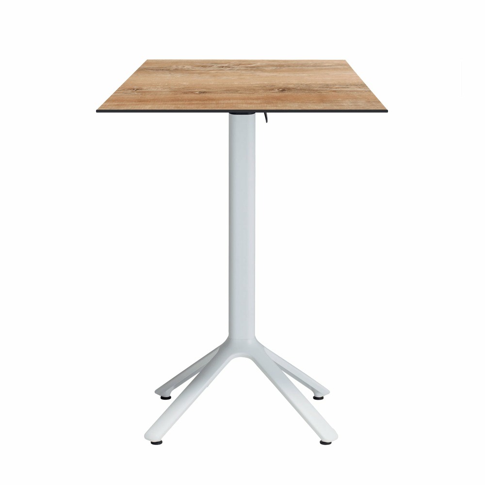 Restootab - table haute pliable nemo blanche pour extérieur bois vintage 60x60