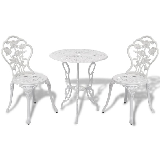 Ensemble de bistro 3 pcs aluminium coulé blanc