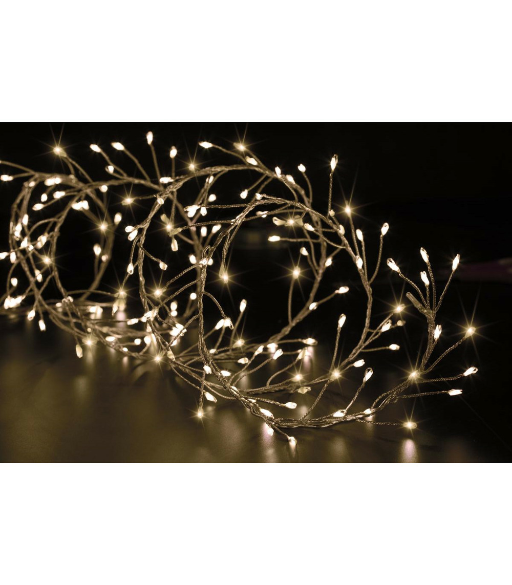 Guirlande lumineuse boa 10 m 800 microled blanc chaud 8 jeux de lumière