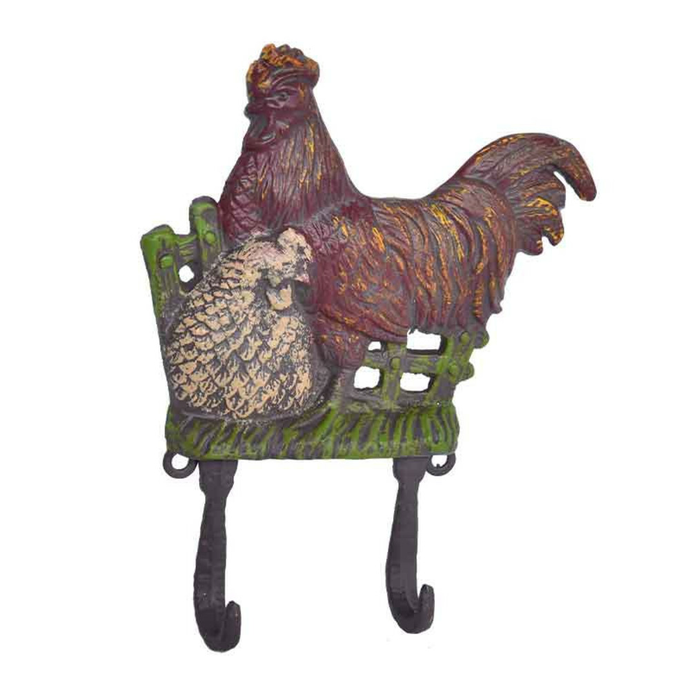 Patère coq biscotte multicolore 17x4x22cm