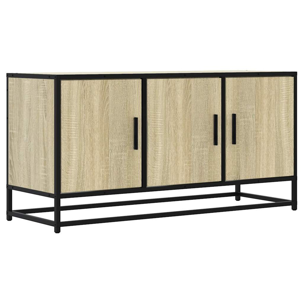 Meuble tv chêne sonoma 100x35x50 cm bois d'ingénierie et métal