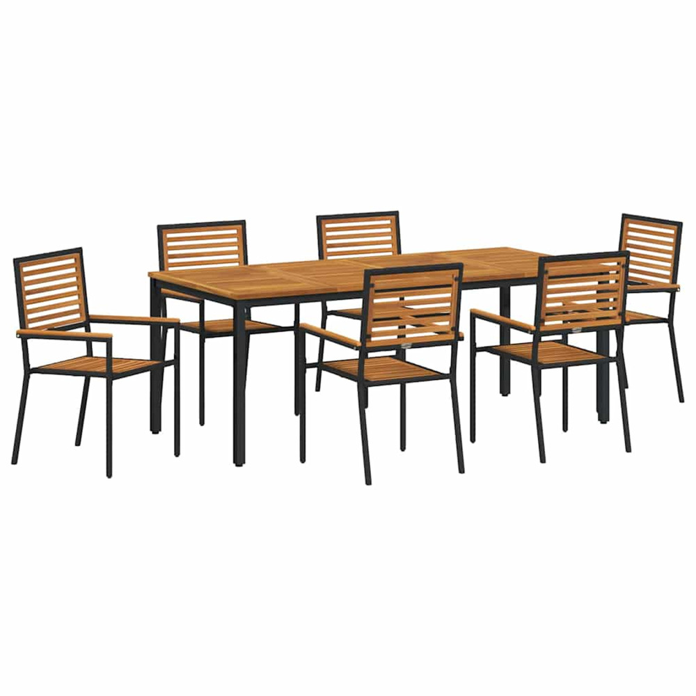 Ensemble de salle à manger pour jardin 7 pcs noir et marron