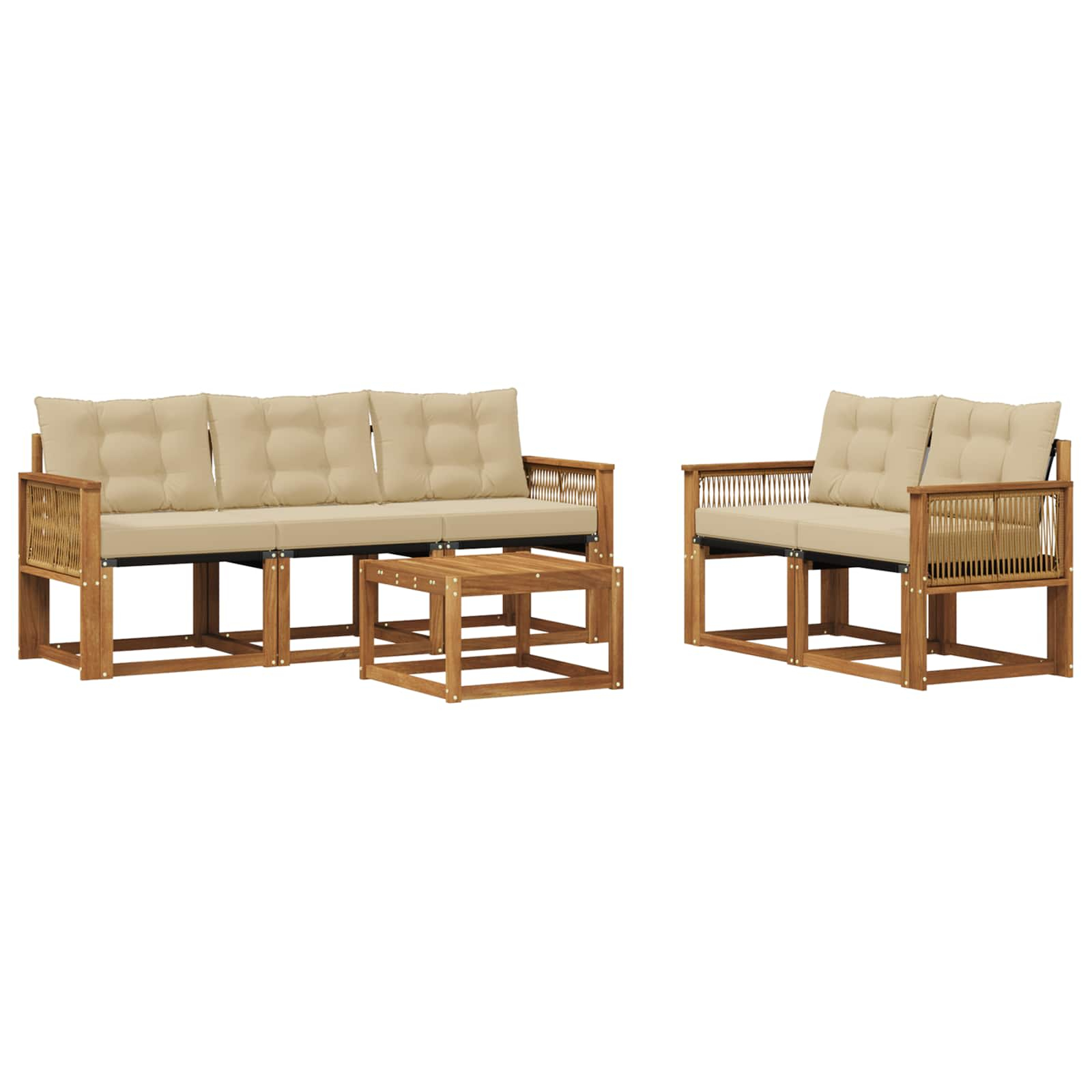 Ensemble de canapés d'extérieur 6 pcs naturel et beige