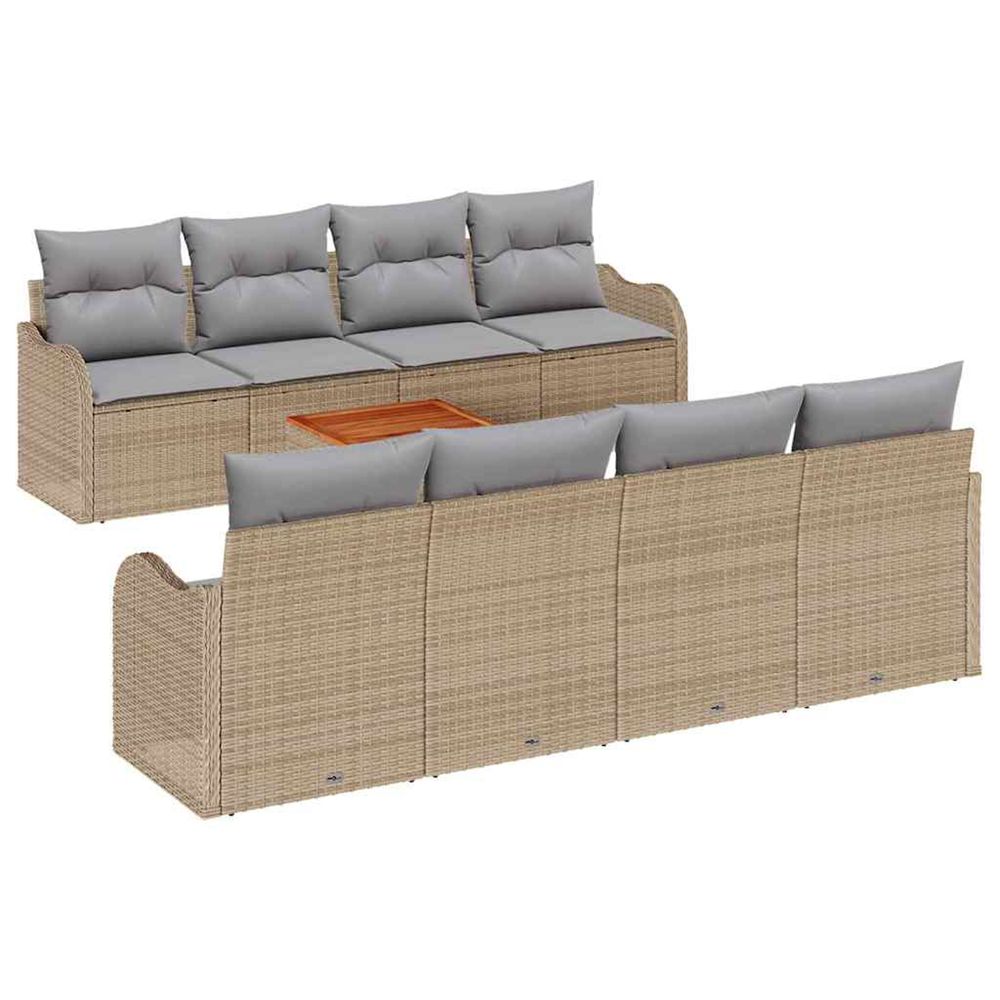Ensemble de canapé de jardin 9 pc beige et gris clair polyrotin