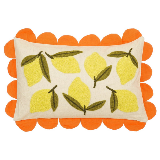 Mica decorations lemons coussin décoratif - l65 x l45 x h10 cm - coton - blanc cassé, jaune, orange