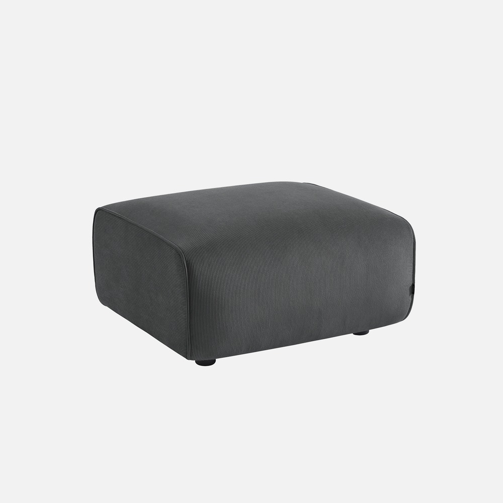 Pouf, module pour canapé, repose-pieds pour canapé 2 places en velours côtelé, l 76 x p 70 x h 41cm - wallas