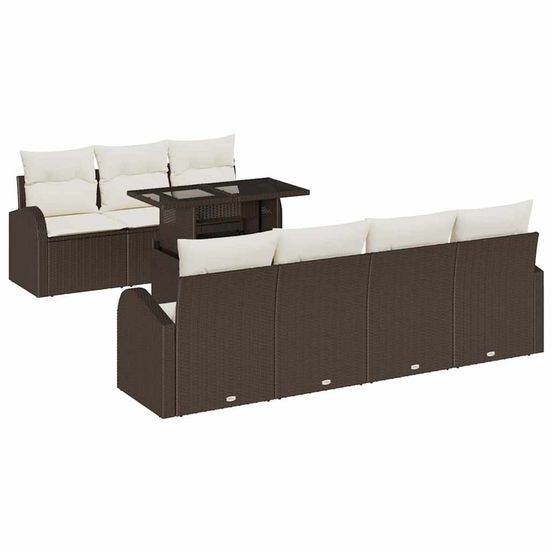 Ensemble de canapé de jardin 8 pc marron poly rattan