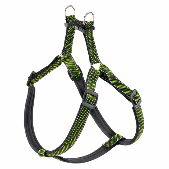 Harnais pour chien grande taille réfléchissant daytona deluxe extra large, rembourré, noir-vert