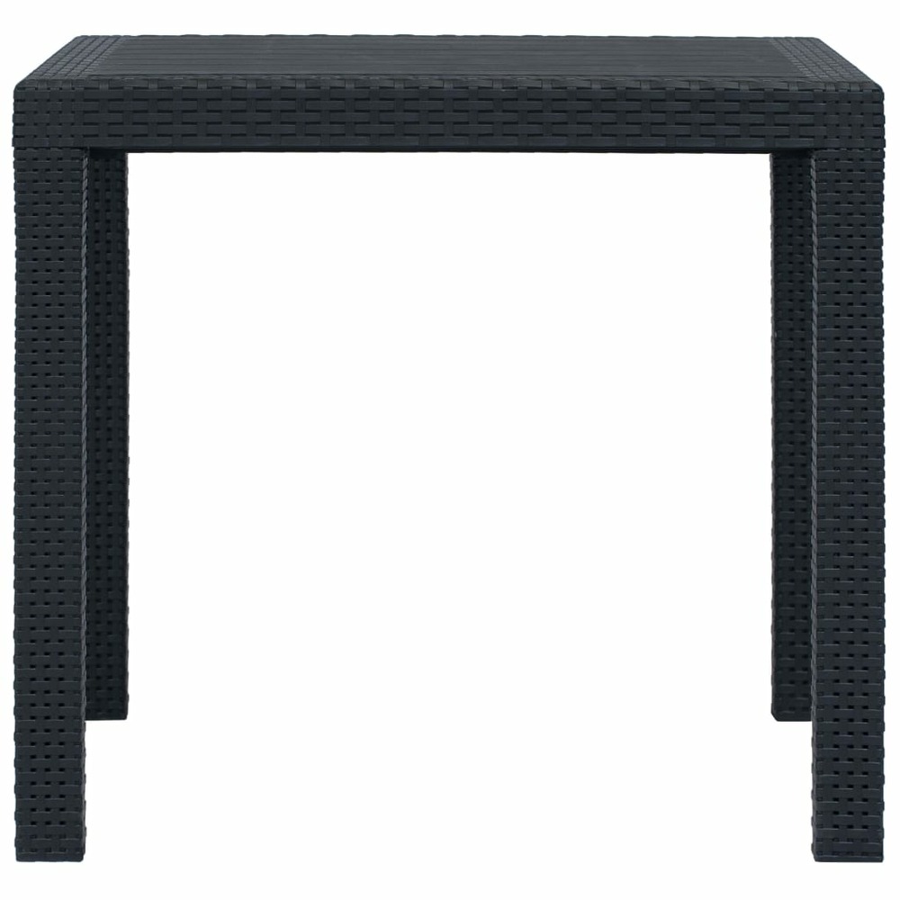 Table de jardin anthracite 79x79x72cm plastique aspect de rotin