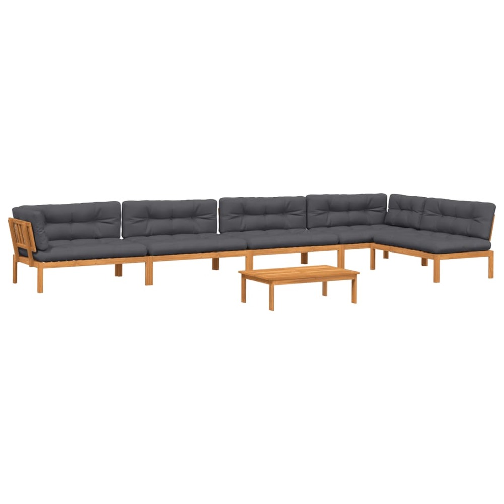 Salon palette de jardin avec coussins 6pcs bois d'acacia massif