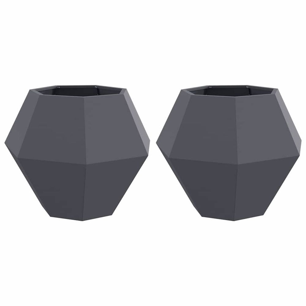 Jardinière 2 pc anthracite 75 x 75 x 60 cm acier
