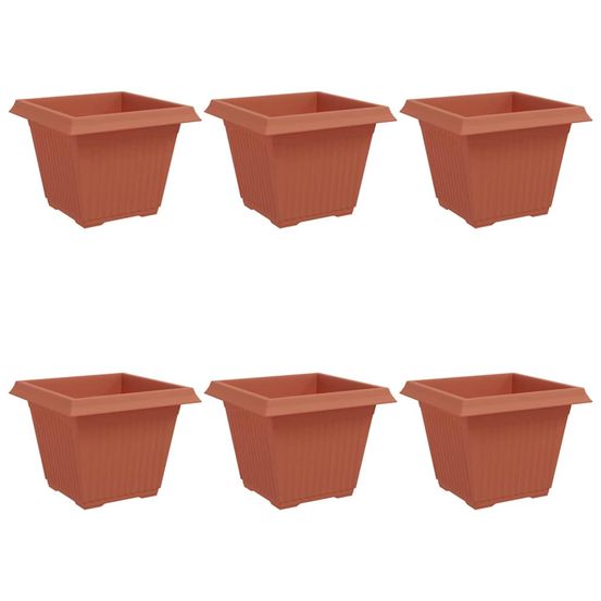 Pot de fleurs carré 6 pc rouge brique 43 x 43 x 33,5 cm