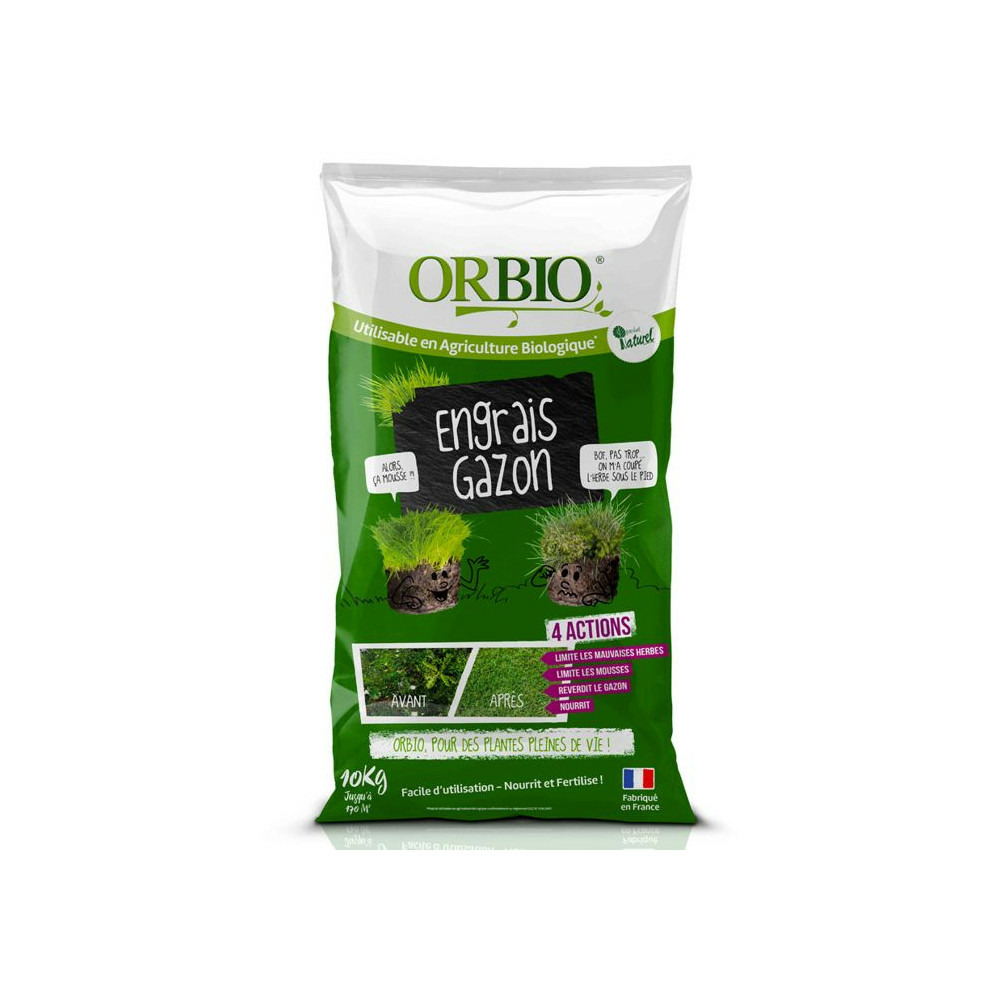 Engrais gazon - orbio - formule gazon - favorise densité et verdure