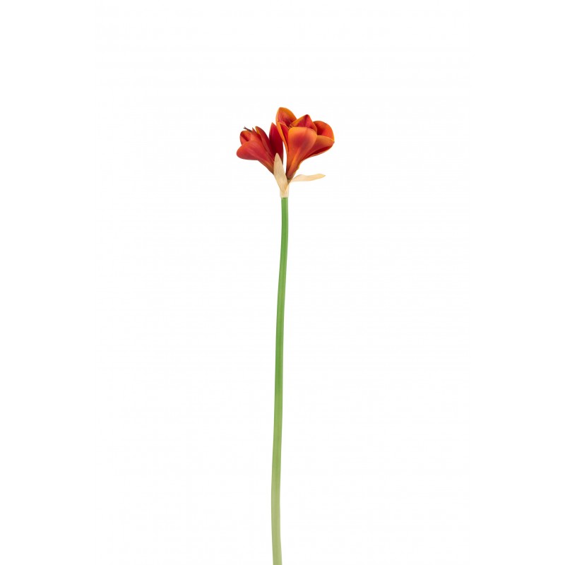 Amaryllis 3 fleurs en plastique orange foncé h71cm