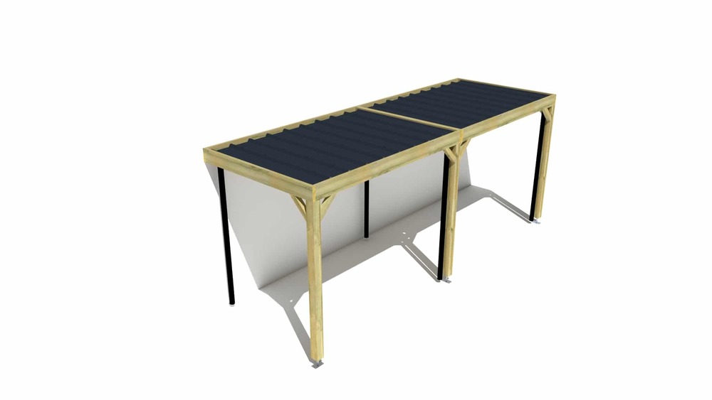 Carport bois • 6m x 2m • adossée • sens largeur • livraison comprise