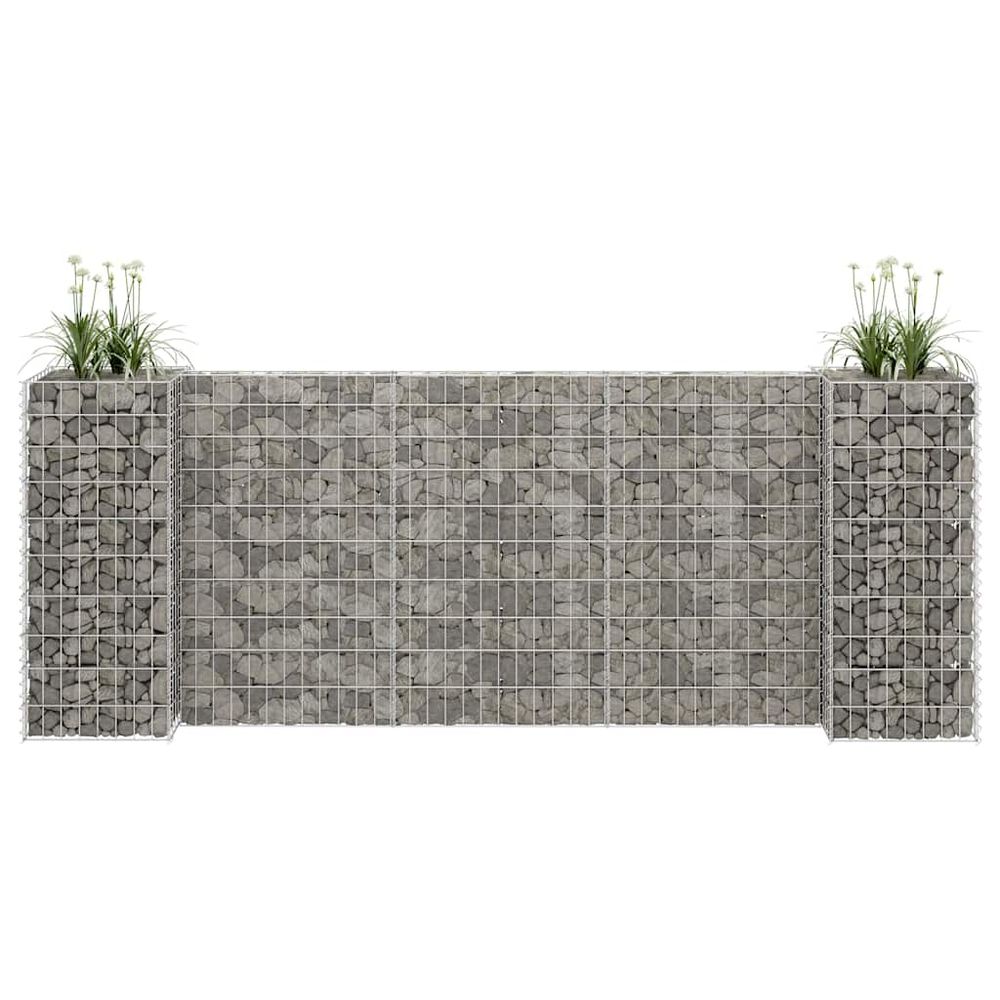 Jardinière gabion en h acier galvanisé aménagement paysager 260x40x100cm argent