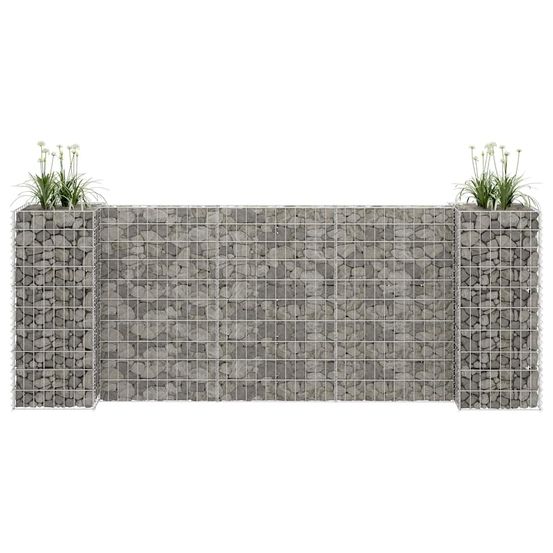 Jardinière gabion en h acier galvanisé aménagement paysager 260x40x100cm argent