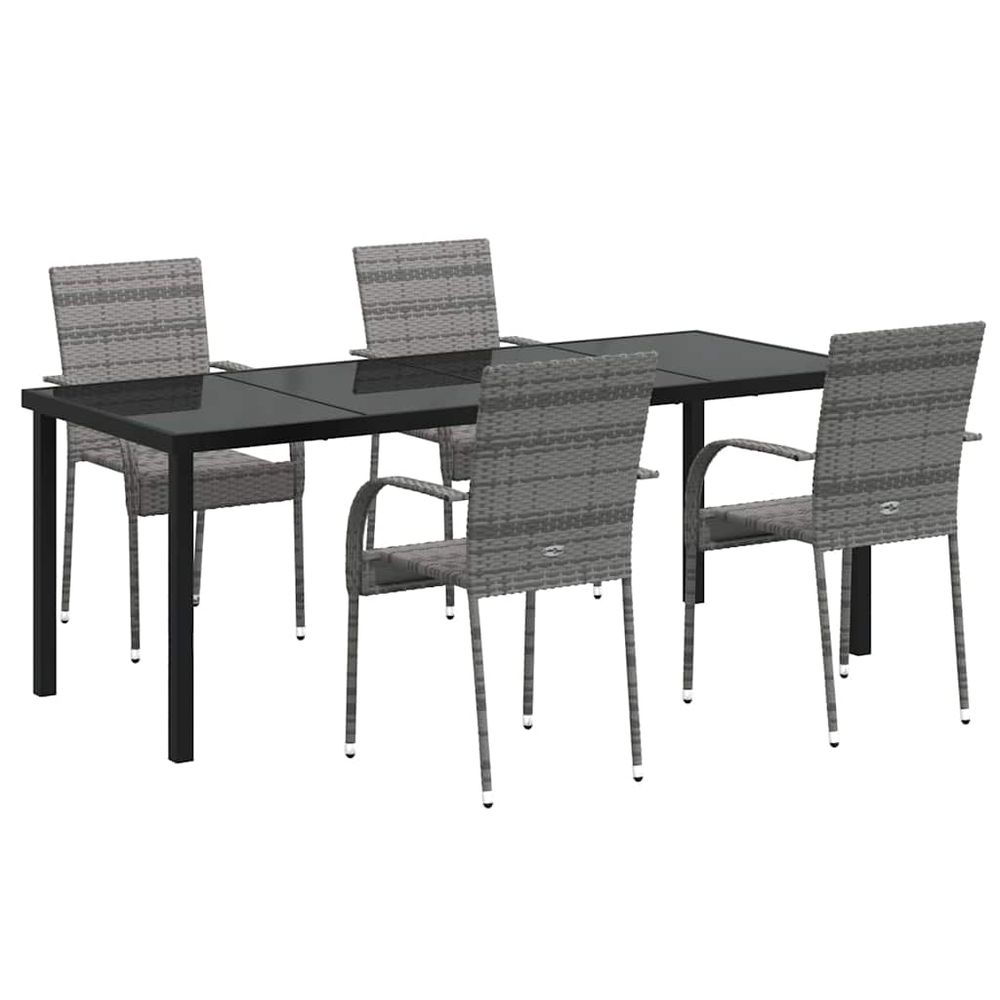 Ensemble de salle à manger pour jardin 5 pc gris