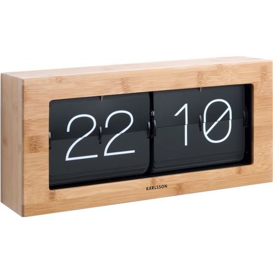 Horloge à poser flip box bambou et noir