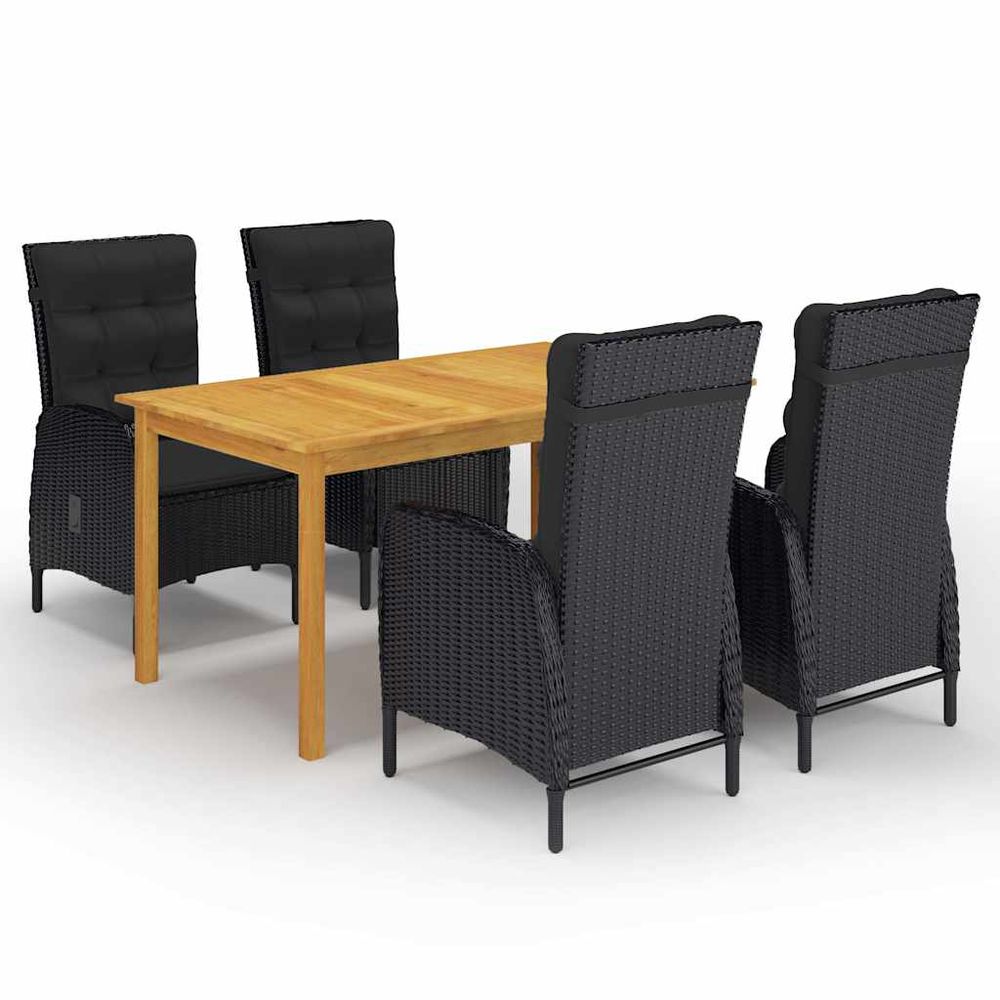 Ensemble à manger de jardin 5 pcs noir