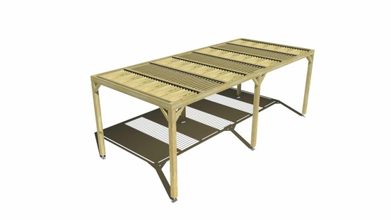 Pergola bois • 7m x 3m • indépendante • sens profondeur • lames orientables bioclimatiques incluses • livraison comprise
