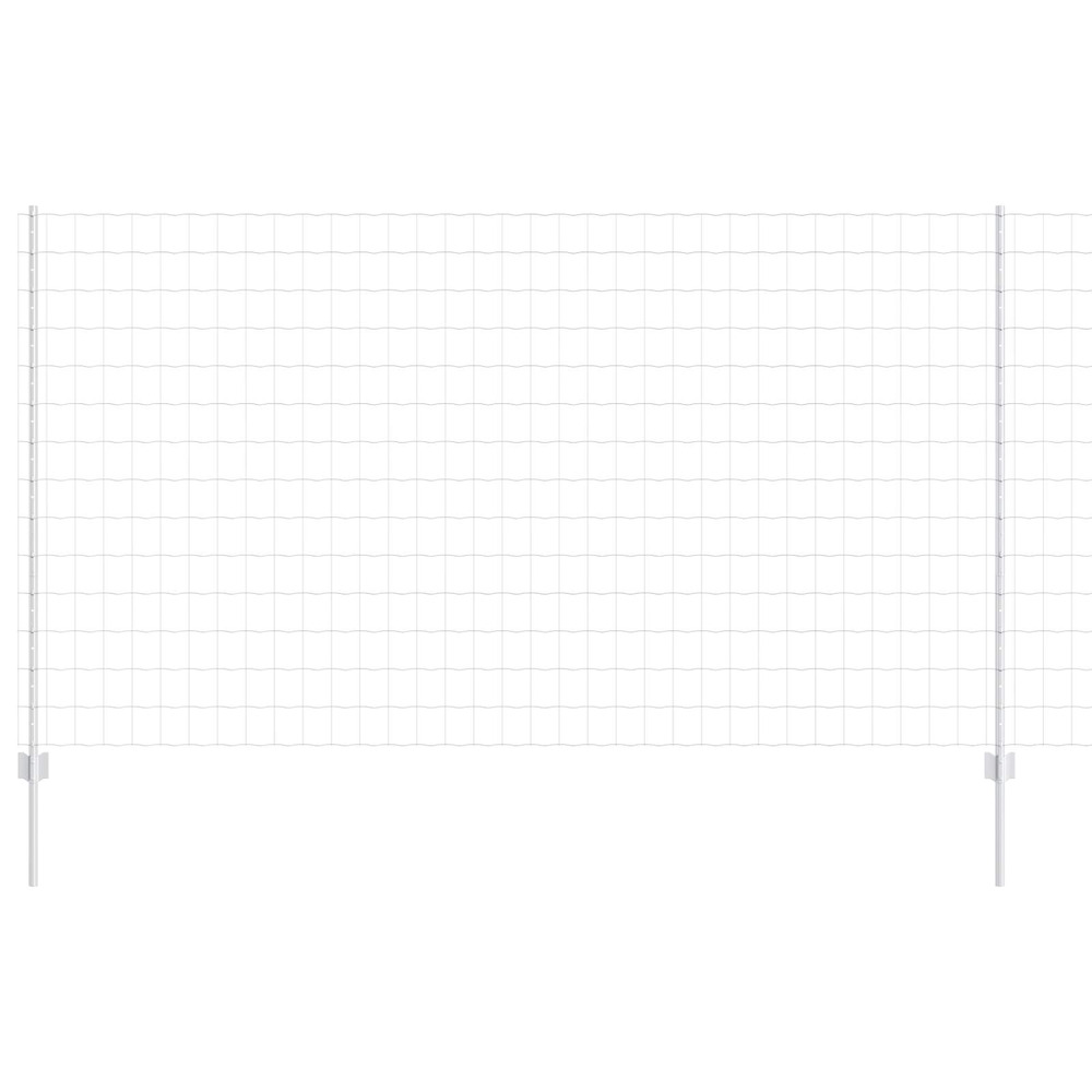 Clôture avec poteau argenté 1,4 x 10 m acier