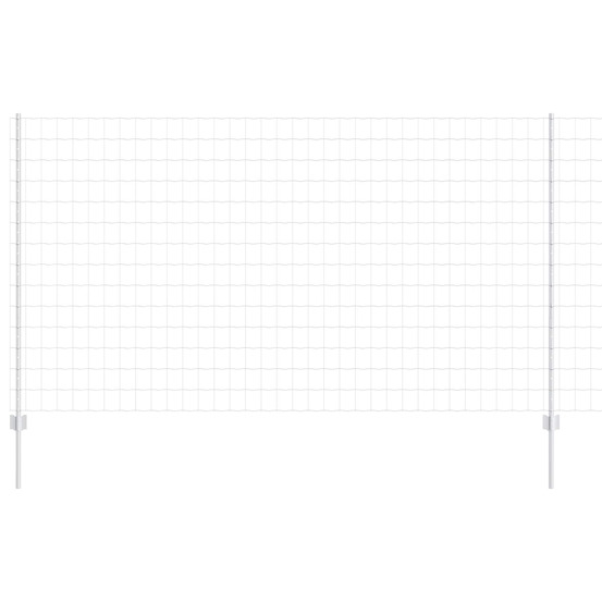 Clôture avec poteau argenté 1,4 x 10 m acier